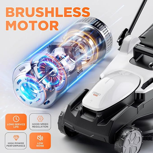 Litheli 40V (2 x 20V) 16" Electric Lawn Mower Cordless, Brushless Lawnmower with 6-Height Adjust, Portable & Lightweight Push Battery Powered Lawn Mower (2 * 4.0AH Batteries Included)