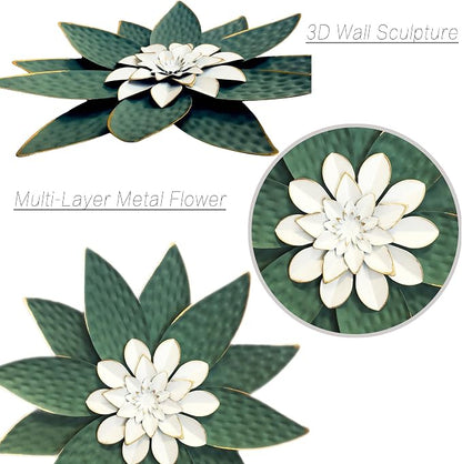 Metal Flower Wall Art Decor,10" Rustic Modern Antique Floral Sculpture, Distressed Iron Wall Hanging Home Decoration Accent Artworks for Indoor Kitchen Bedroom Living Office Outdoor Garden Patio | Floral Sculpture, Distressed Iron Wall Hanging Accent A...