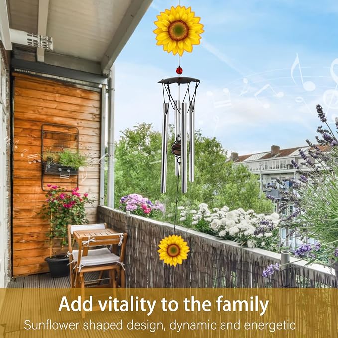 Wind Chimes for Outside Sunflower Wind Chimes Outdoor Home Patio Garden Decor Windchimes Outdoors Gift Ideas for Women Mom Grandma Sisters
