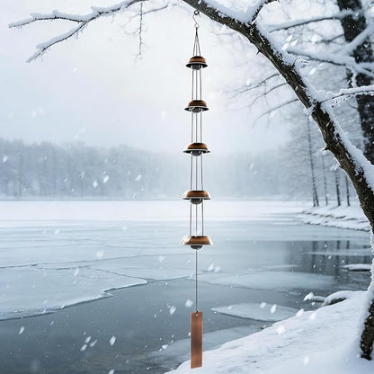 Wind Chimes for Outside Clearance, 36 Inch Temple Wind Chime, 5 Copper Bells with Deep Tones, Feng Shui Decor for Home Yard Garden Zen & Patio, Memorial Gift for Women, Mom, Grandma