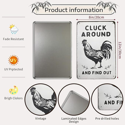Vintage Metal Signs Chicken Coop Signs for Farm Yard Decor, Tin Sign for Home Farm Chicken Coop Farmhouse Kitchen Garden Decor 8 X 12 Inch