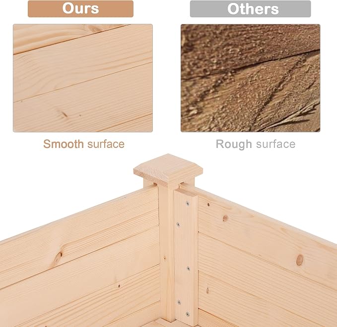 Outsunny Raised Garden Bed with Legs, 48" x 22" x 30", Elevated Wooden Planter Box, Self-Draining with Bed Liner for Vegetables, Herbs, and Flowers Backyard, Patio, Balcony Use, Natural