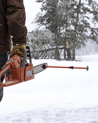 Strong Magnetic Firewood Measuring Tool, Used for Fast Measure Firewood Length, Firewood Gauge Freely Adjust from 16'' to 29'', One Step Installation, High Vis Orange, Attach to Any Chainsaw