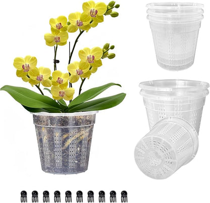 Orchid Pot, 6 Packs of 4.3" Orchid Pots with Holes, Orchid Pots for Repotting, Plastic Orchid Planter for Indoor Outdoor Plants (6 Packs, 4.3")