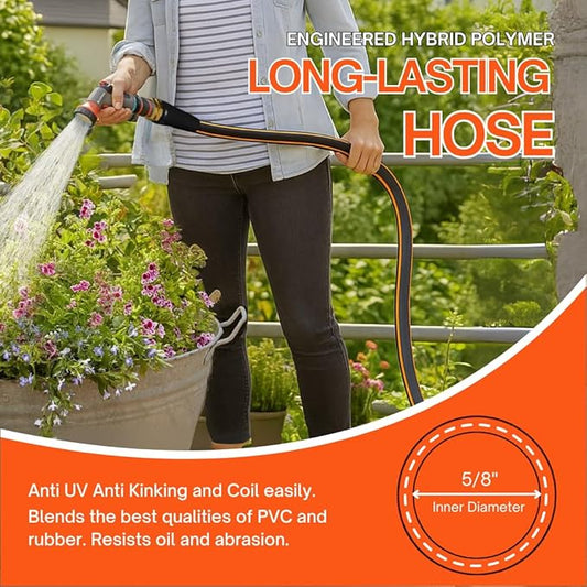 Flexibility Garden Hose, 10ft x 5/8", No-Kink, Wear-Resistant & Freeze-Resistant, Flexible Water Hose, Rubber Hose With Male/Female Fittings, Working Pressure 200 PSI,Burst 600 PSI, 3/4'' GHT