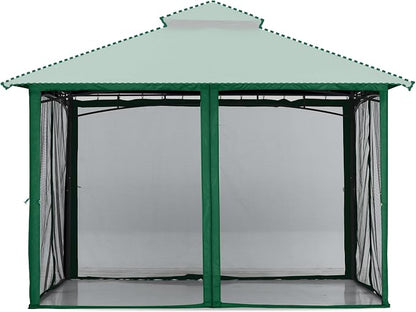 MASTERCANOPY Patio Gazebo Mosquito Netting Screen Walls (10x12, Forest Green)