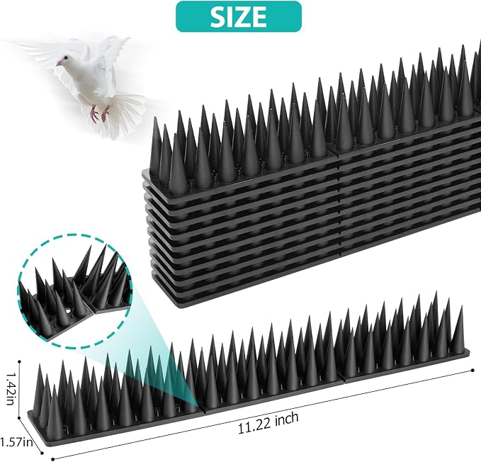 Bird Spikes, 40 Pack Pigeon Cat Squirrel Raccoon Animal Deterrent Spikes Anti-Climb for Outside Anti-Animal Defender Spikes to Keep Birds Away, Black