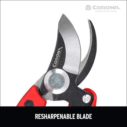 Corona BP 4180 Non-stick Steel Angled Bypass Hand Pruner - 5/8 inch Cut Capacity Stem and Branch Garden Shears, Red (Pack of 6)