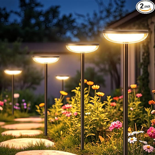 ELECLINK Solar Pathway Lights Outdoor, 2 Pack Tall Solar Garden Lights Outdoor Waterproof for Yard Flower Bed Patio Path Walkway Driveway Outside Decor Landscape Lighting