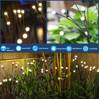 TONULAX Solar Garden Lights - 8 Pack 64 LED Upgraded Solar Swaying Light, Sway by Wind, Outdoor Lights, Yard Patio Pathway Decoration, High Flexibility Iron Wire & Heavy Bulb Base, Warm White