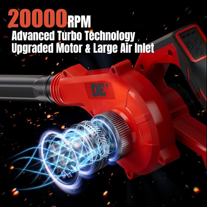 DeForce Electric Leaf Blower Cordless for Milwaukee Battery, 4 in 1 Blower/Vacuum/Inflator/Deflator, 3 Speed Modes, 190 MPH, 3 Nozzles, 2 Tubes, Battery Powered Blowers for Lawn Care(No Battery)