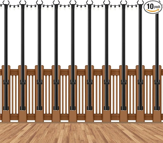 AHRLHR 10 Pack String Light Poles for Deck,5 Ft String Light Poles for Outside with Fixing Clips,Metal Poles for Outdoor String Lights, Hanging Light Poles for Fence Garden Backyard Wall Bistro
