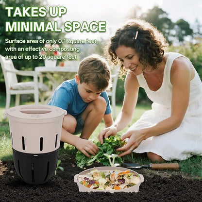 Inground Worm Composter, Outdoor Underground Worm Farm 3.3 Gallons, Garden Worm Compost Bin from Kitchen Food Waste, Black+Gray (10.7x10.7x13Inch),2 Pack