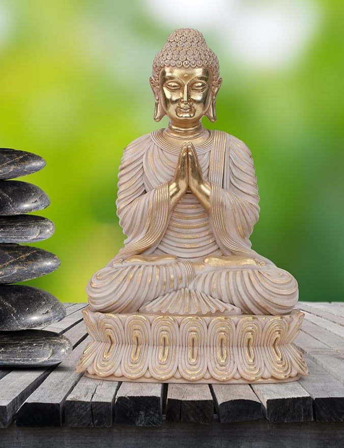 Suoedd Buddha Statue for Home Decor Gold for Spiritual 17.7"-Buddha Decor for Living Room-Gig Buddha Statues for Zen Decor–Indoor Buddha Gift for Shrine,Meditation or Relaxation