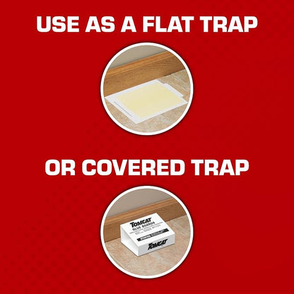 Tomcat Glue Boards with Immediate Grip Glue for Mice, Cockroaches, and Insects, Ready-to-Use, 8-Pack (32 Glue Boards)