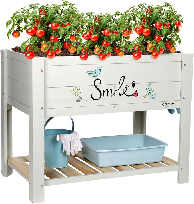 Raised Garden Bed for Kids - 30”L*18”W*24”H Elevated Wooden Planter Box Stand, Backyard, Patio, Balcony w/Bed Liner, 180lb Capacity (Green)