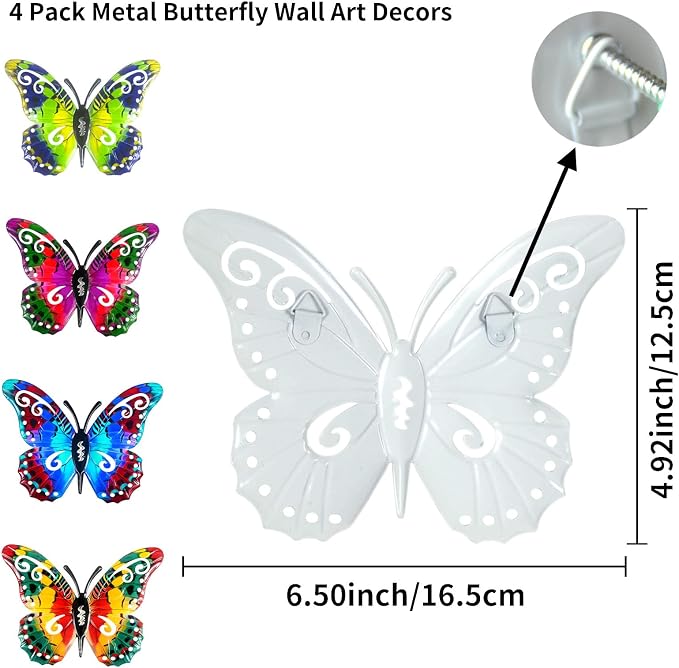 Metal Butterfly Wall Decor, Colorful Outdoor & Indoor Humming Butterflies yard wall art Decoration. Ideal for Patio, Fence, Garden, Living Room & Balcony Decor- Hanging Ornaments to Elevate Your Space