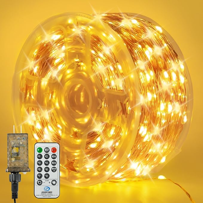 SenLuKit Copper Wire Fairy Lights Waterproof Plug in Christmas String Lights with Remote for Living Bed Room, Backyard, Patio, Garden, Porch, Wedding or Christmas Decorations