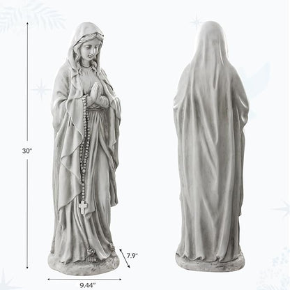 Virgin Mary Praying Statue, Large 30" Outdoor Religious Garden Statue, Blessed Mother Mary Statues Catholic, Durable Weather MGO Stone Sculptures Decorations for Home,Yard,Patio,Forch