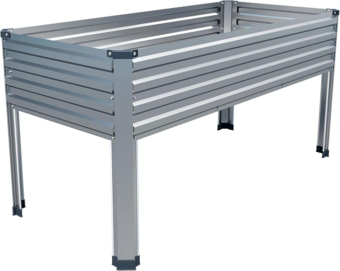 DIIYIV Galvanized Raised Garden Bed with Legs,48×24×30in Silver | Elevated Planter Box for Backyard,Garden, Patio, Balcony, 400lb Capacity