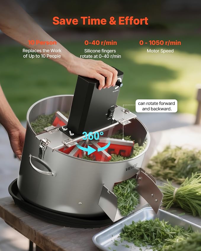 VEVOR Electric Bud Leaf Trimmer, 2-in-1 Manual & Electric, 16 in Bud Trimmer with Stainless Steel Blades, Visual Cutting, Wet & Dry Hydroponic Cutting Machine with Tray, for Plant Buds Flowers
