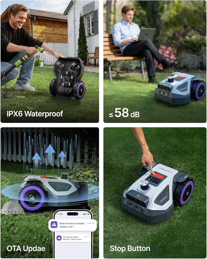 ANTHBOT M5 Lidar Robot Lawn Mower, 360°LiDAR+Vision Perimeter Wire Free 1/4 Acre, Vision Obstacle Avoidance Robotic Lawnmower with Automatic Mapping Zone Division, 45% Slope, App Control