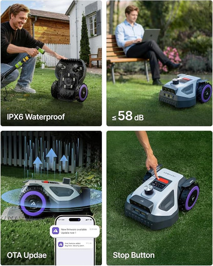 ANTHBOT M5 Lidar Robot Lawn Mower, 360°LiDAR+Vision Perimeter Wire Free 1/4 Acre, Vision Obstacle Avoidance Robotic Lawnmower with Automatic Mapping Zone Division, 45% Slope, App Control