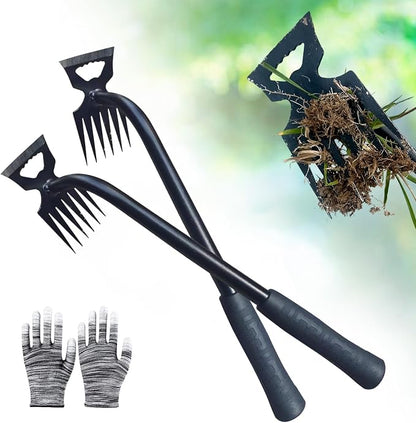 Weed Puller Tool-2Pcs Gardening Hand Weeder Tools, 2026 New Weeding Artifact Uprooting Weeding Tool, Manganese Steel Weed Removal TooL, 6 Teethes Dual Purpose Manual Weed Pulling Tool for Yard Gardenl