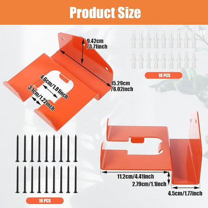 6 Pack Weed Eater Hanger Wall Mounted Bulk Weedeater Garage Trimmer Rack Heavy Duty Garden Tool Hanger Steel Weed Whackers Holder Organizer Hooks for Grass Garden Tools (Orange)