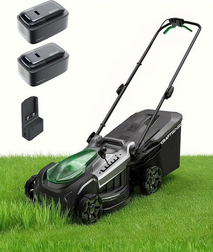 18" Cordless Lawn Mower, 40V Electric Lawn Mower with 2x8.0Ah Batteries & Charger, Brushless Motor, 50L Grass Bag, 2-in-1 Mulching & Bagging, 6-Position Height Adjustment