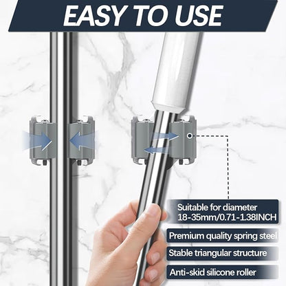 3-H 12 Pack Mop and Broom Holder Big Size Hanging 1 KG Extra,Broom Hanger Wall Mount for Hanging and Organizing Shove Rake Yard Tools in Shed Kitchen Laundry Room Bathroom Garden(Grey)