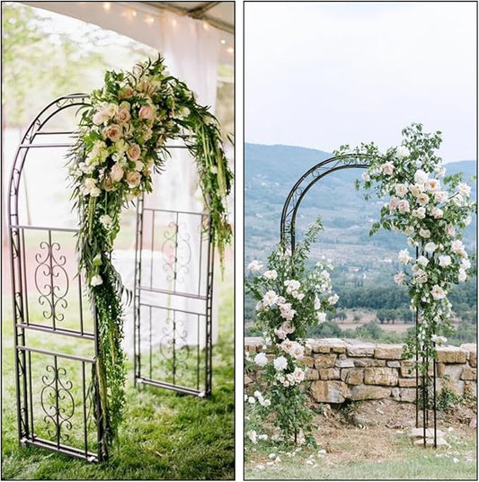 Teabelle Metal Garden Arbor Trellis, Black Arch for Climbing Plants, Wedding Outdoor Arch for Ceremony, Flowers and Plants Support Structure Stand for Lawn Patio Backyard Decoration | Durable Iron Tube, Weather Resistant Coating, Stable Structure for B...