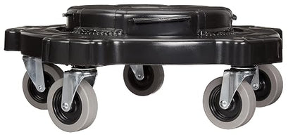 Amazon Basics Heavy-Duty Rolling Dolly to Fit 32, 44 & 55 Gallon Round Containers, for Offices, Restaurants, Commercial Environments, Twist On/Off, 18.25", Black, 2-Pack