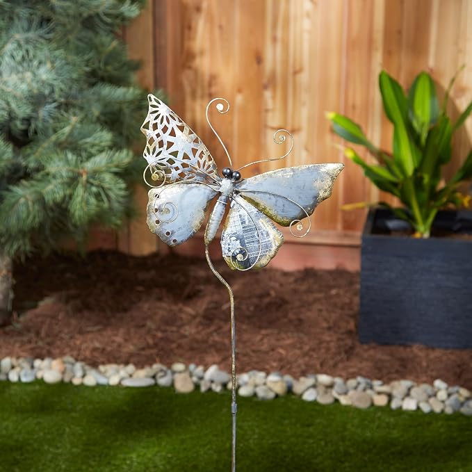 DII Iron Garden Stake Collection 3-Dimensional, Mixed Media, Butterfly, Medium