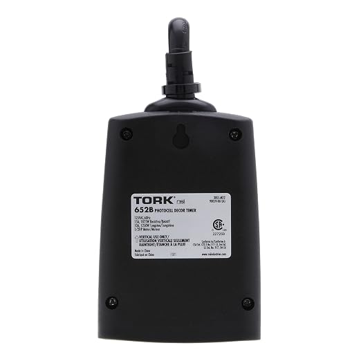 NSi Industries TORK 652B Outdoor Heavy-Duty 15-Amp Photocell Controlled/Light Activated Mechanical Plug-In Timer With 6 1/2-Inch Cord - Compatible With Incandescent/Compact Fluorescent/Led – Ideal for Halloween Decorations