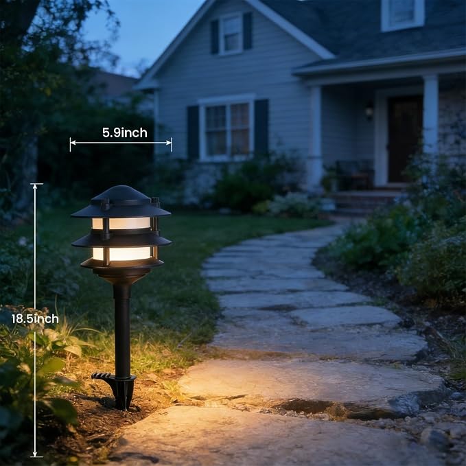 6 Pack Pathway Lights Outdoor, Metal IP54 Waterproof Bright Integrated LED Landscape Light for Walkway Garden Yard Patio Decoration, 3000K Warm White, Black, ETL UL CSA Qualified