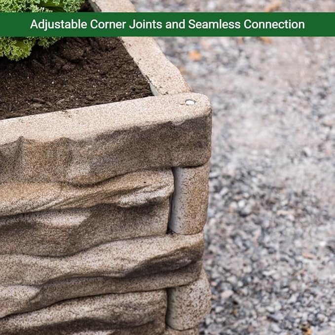 Raised Garden Bed Outdoor Tan/Brown Ledgestones Composite Polyurethane Natural Look Stone Garden Planter Box (6 Panel Pack)