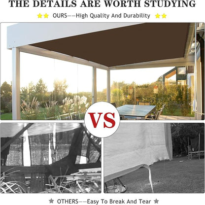 90% Outdoor Sun Shade Cloth, 6' x 10', Pergola, Deck, and Backyard Patio Sunshade with UV Protection, Heat Resistant HDPE Material, Reinforced Grommets (6x10 FT, Brown)