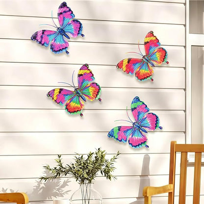 SUNREEK Metal Butterfly Wall Decor, 6 Inches Outdoor Wall Art for Fence Garden Yard Room Patio Balcony Decorations (4, Butterfly-C)