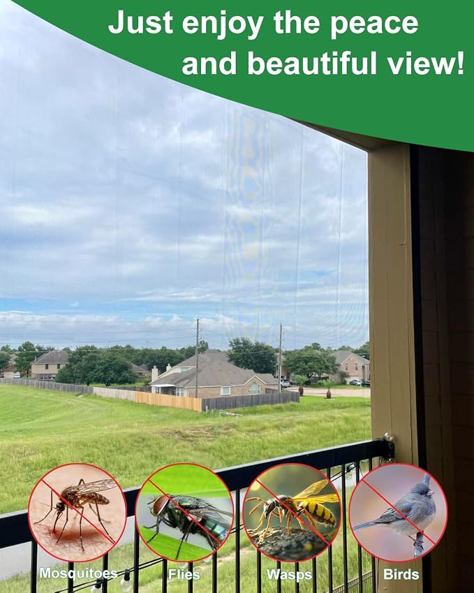 Mosquito Net Stronger PP Nanocomposite Garden Netting - 10 x 33ft Clear View Bird Insect Bug Barrier Mesh Screen for Patio Porch Balcony Apartments Raised Beds Protection, Black 33% Shade Rate