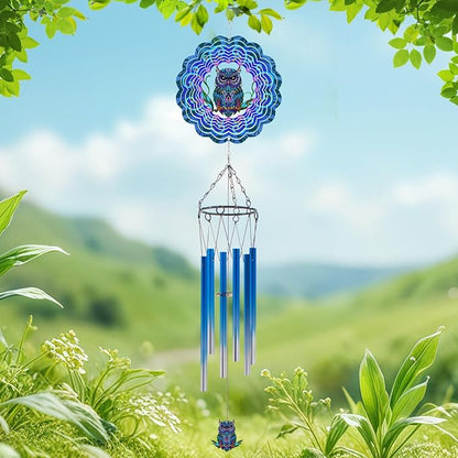 Wind Chimes with Owl Wind Spinner, Gifts for Men, Women, Retirement, Teacher, Parents - Outdoor Hanging Decor Clearance for Garden, Patio, Backyard Or Porch