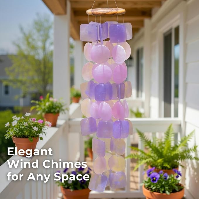Solange & Frances Wind Chimes for Outside. Spring Decor Windchimes Outdoors Patio Decor. Unique Birthday Gifts for Women, Gifts for Mom, and Gift for Men (Purple & Pink)