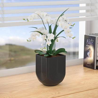 Ceramic Planter, 6 Inch Plant Pot with Drainage, Matte Black | Indoor Outdoor Use, Flower Pot for Plants, Home Garden Decor, Lightweight Durable Ceramic