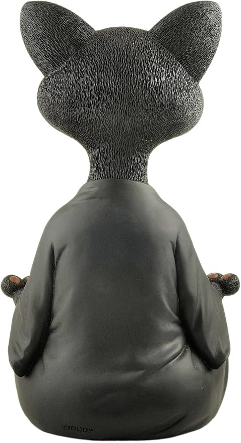 JFSM INC. 12" Whimsical Happy Cat Garden Buddha Statue - Indoor Outdoor Resin Cat Statue - Meditating Animal Sculpture, Mindful Yoga Decor for Patio Yard Lawn Porch