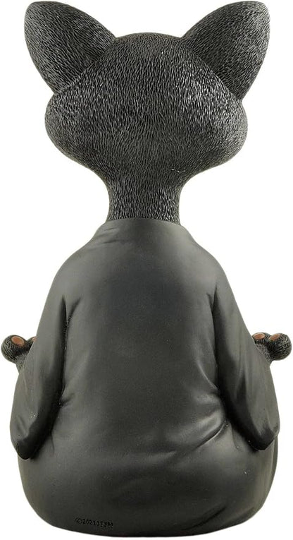 JFSM INC. 12" Whimsical Happy Cat Garden Buddha Statue - Indoor Outdoor Resin Cat Statue - Meditating Animal Sculpture, Mindful Yoga Decor for Patio Yard Lawn Porch