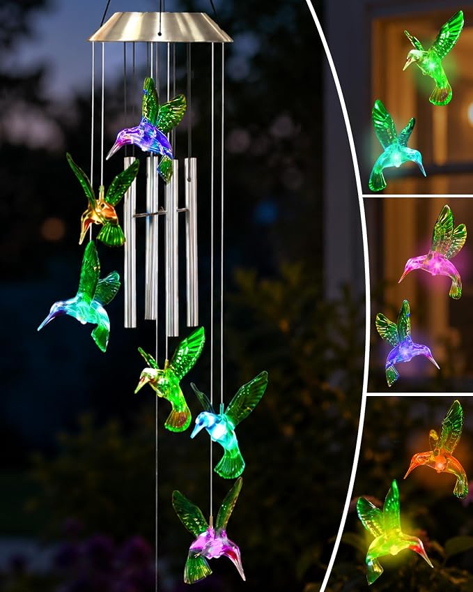 Nacome Wind Chimes for Outside: Tubes Memorial Wind Bell Mother's Day Birthday Gifts for Mom Women Grandma Her - Yard Garden Indoor Outdoor Decor (Hummingbird)
