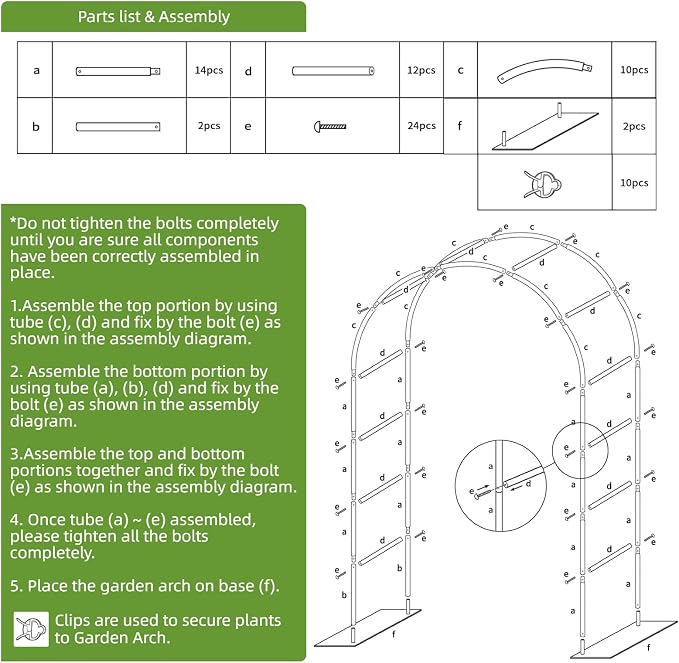 Thickened Metal Garden Arch with Detachable Base, 16mm Rust-Resistant Archway for Climbing Plants, Dual Size Convertible Arbor for Wedding & Party & Garden Decoration