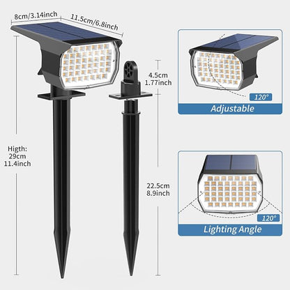 WENATY Solar Spot Lights Outdoor Waterproof IP65, 6 Pack Landscape Spotlights with 46 LEDs, 3 Modes Auto On/Off Solar Powered Flood Lights for Outside Pathway, Yard, Garden, Walkway (Cool White)