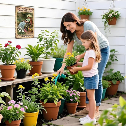 Garden Metal Tin, A Girl Loves Dogs and Gardening Sign | Funny Wall Art for Outdoor Garden Yard Porch Patio Backyard Wall Decor,Gardening Gifts for Women