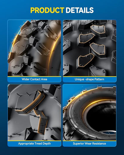 PHILTOP 18x9.5-8 ATV UTV Tires, 4-Ply Super Mud 18x9.5-8 ATV All-Terrain Tires for Riding Mowers, Golf Carts, Off-Road,2 Pcs,Tubeless (Z-124)